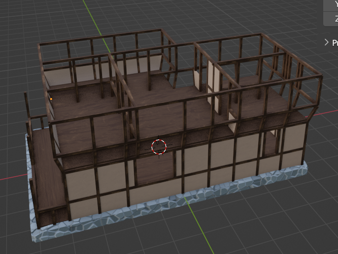 Image of an in-construction large house in Blender