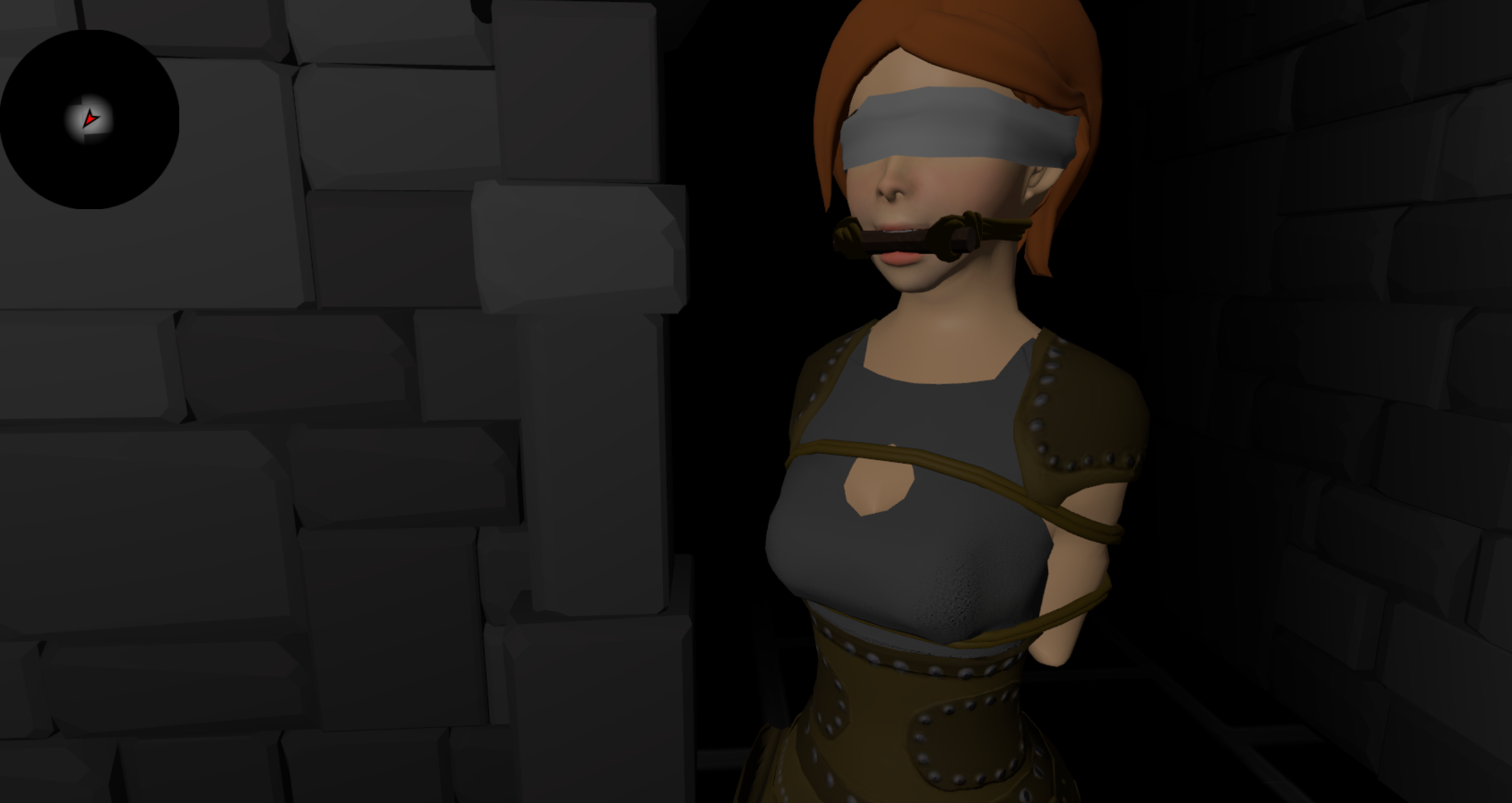 Image of a character gagged by a wooden bit
