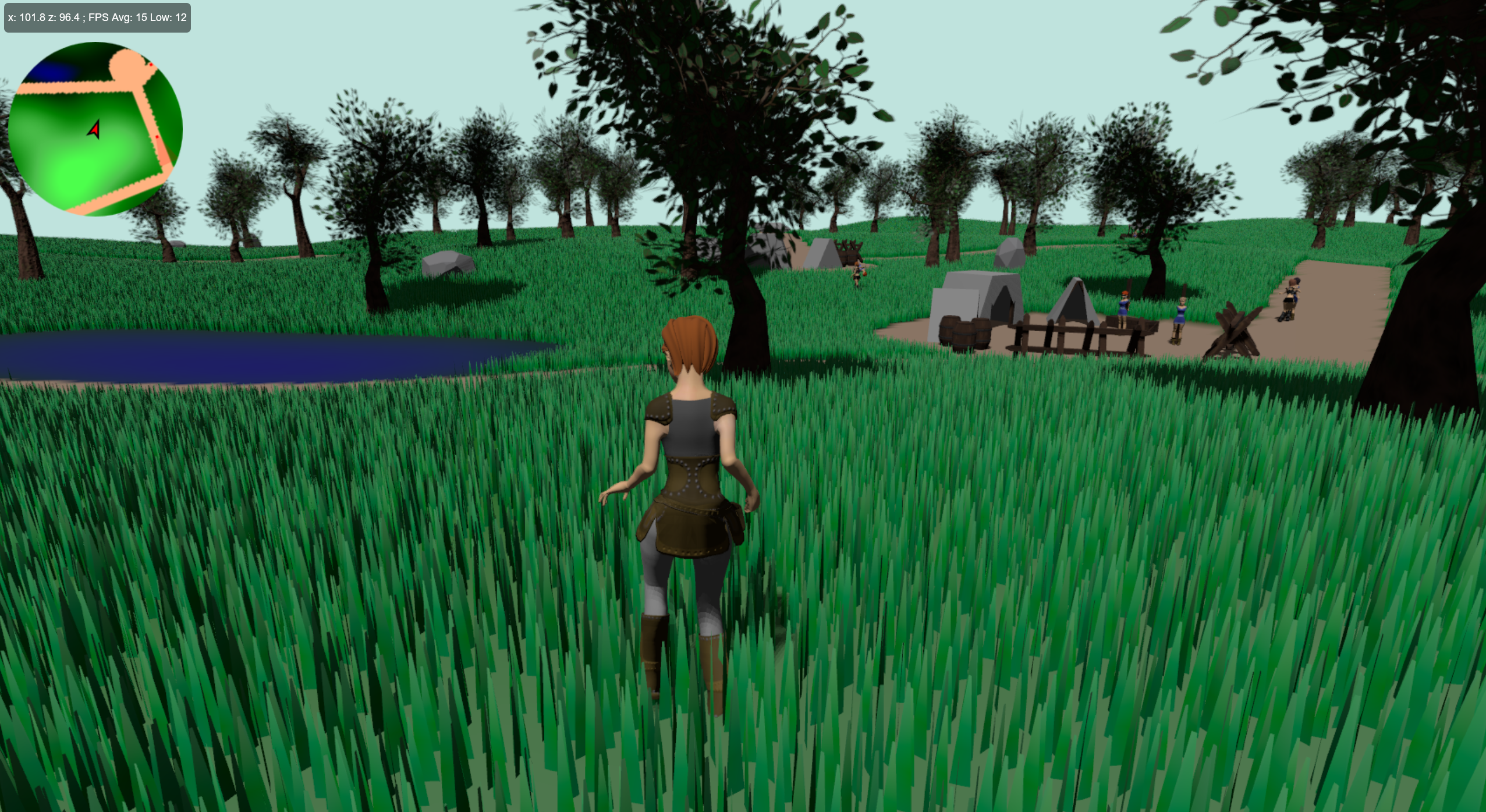 Image of a character with her feet in tall grass