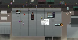 Image from the Stackamsels game showing a map with several free damsels walking on top of the map and a lot of captured damsels in various states. There is several blocks, the Auction one is showing a progress indicator.