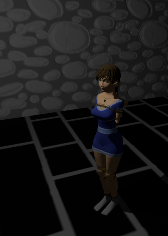 Image of the same dress, textured, inside of the dungeon map