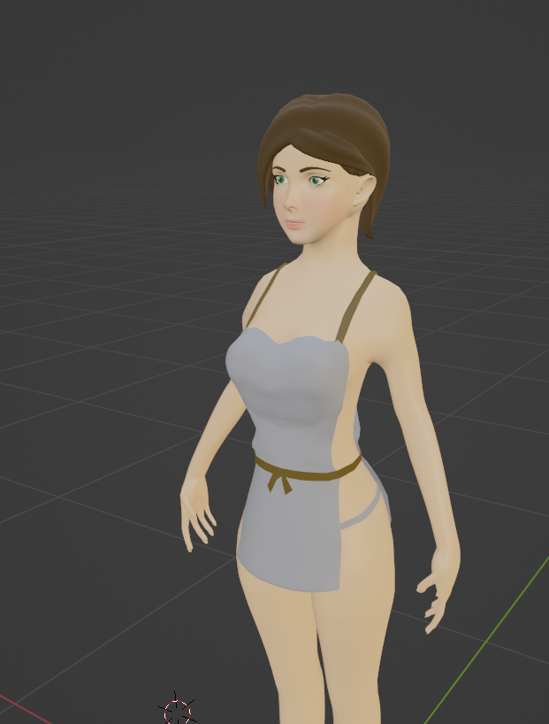 Image of a character in a loosely tied tunic, in Blender