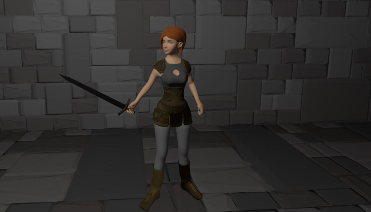 Image of the player character pointing a sword forward