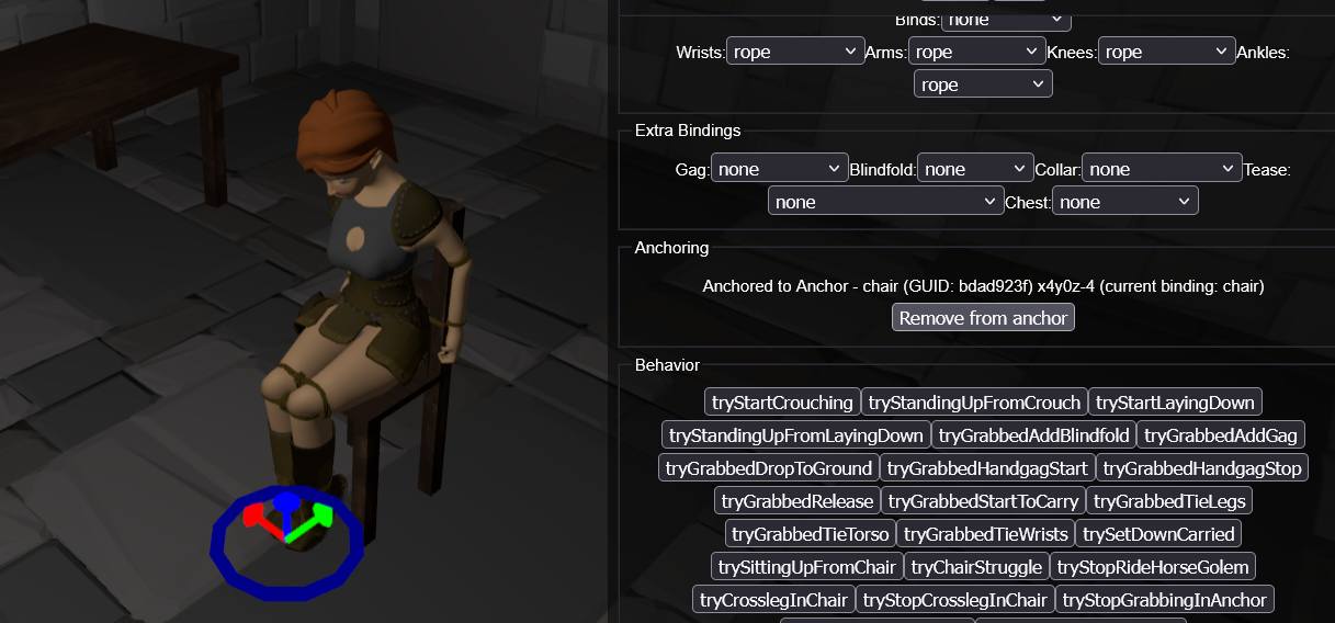 Image of the anchor debug menu showing the option to remove a character from an anchor