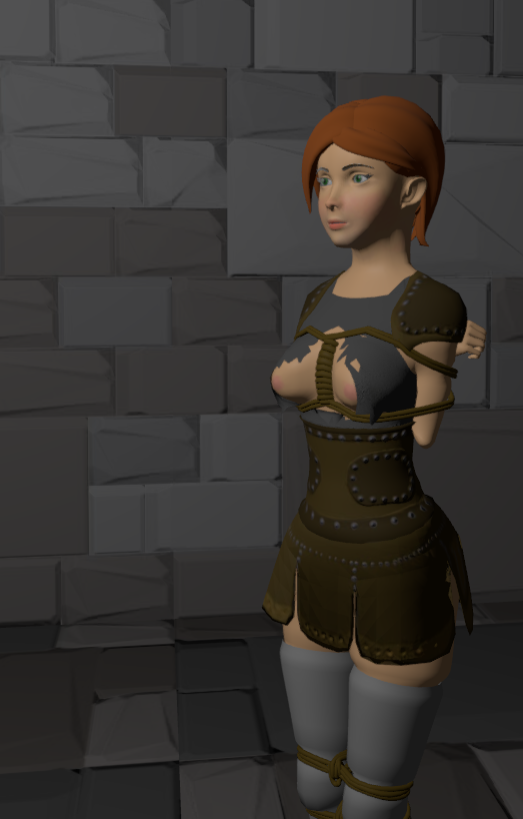 Image of the player character wearing a leather armor shredded at the chest area