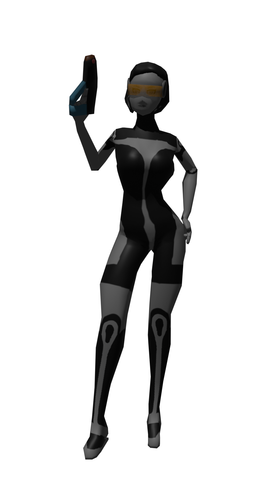 Image of a simplified 3D model inspired by the EDI character from Mass Effect