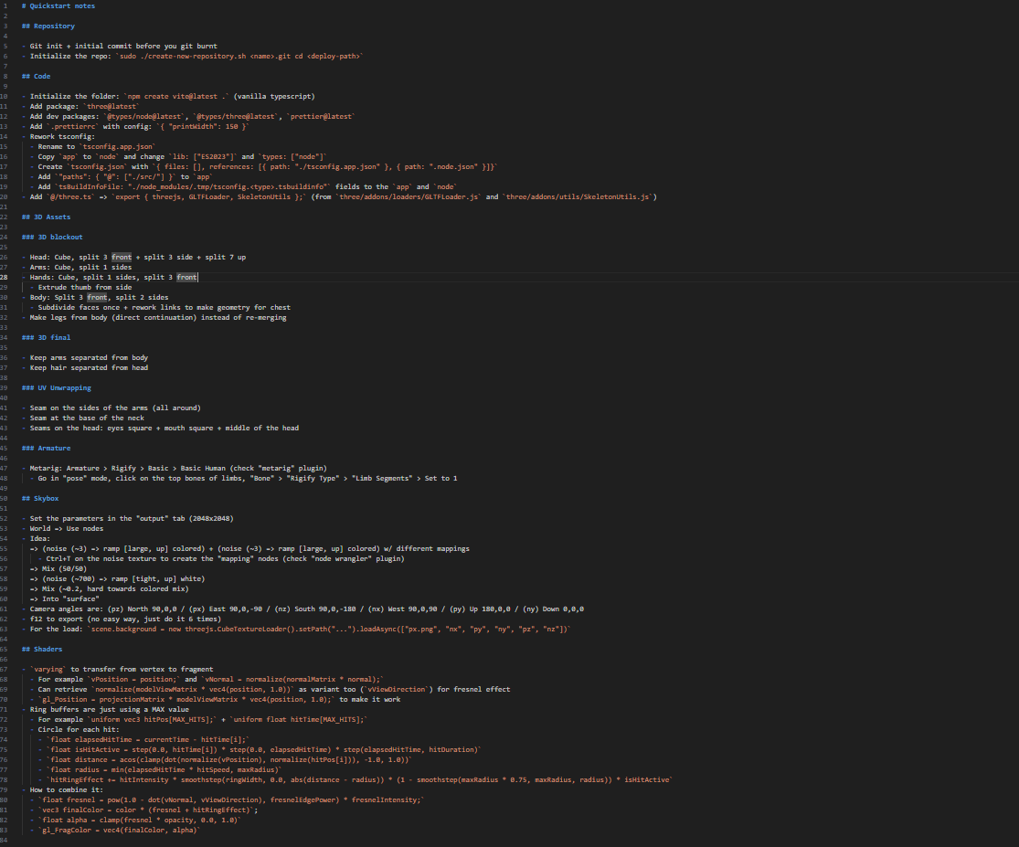 Screenshot of the QUICKSTART-NOTES.md file