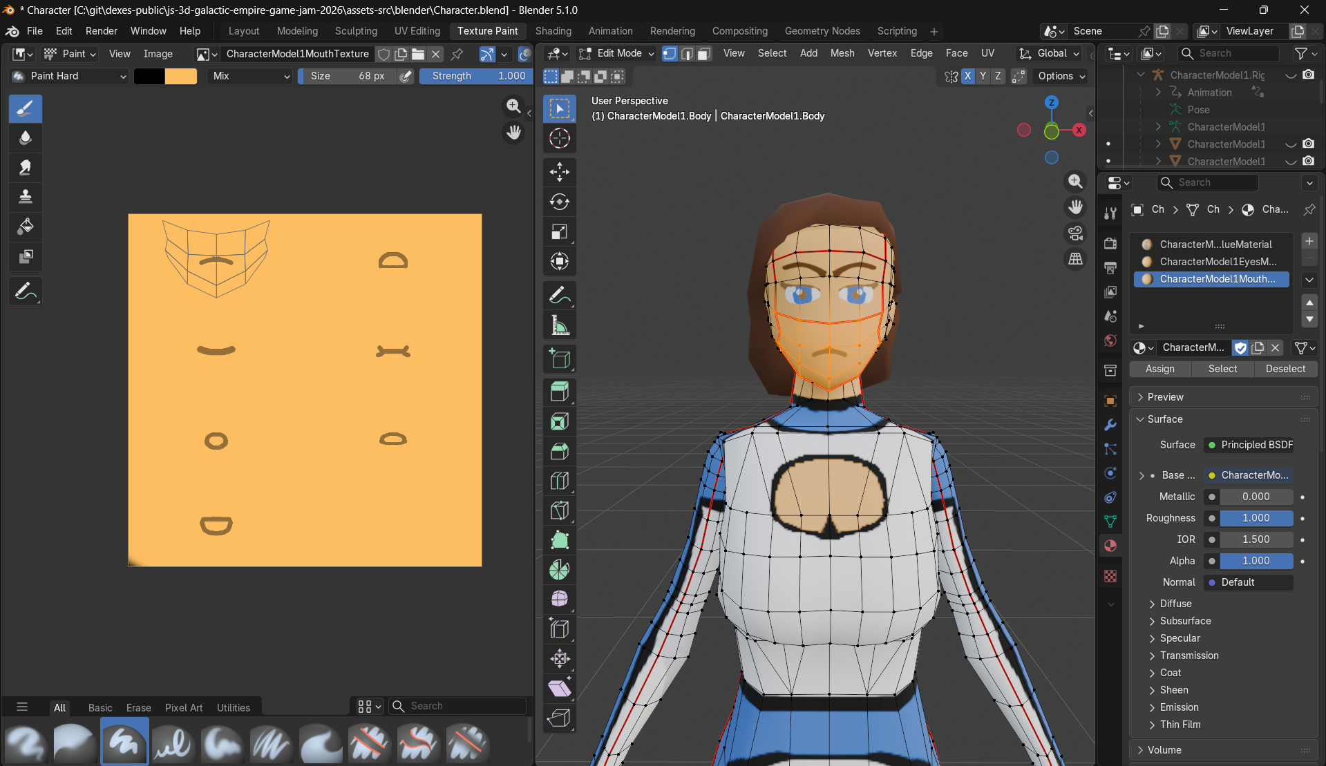 Screenshot of the mouth UV map