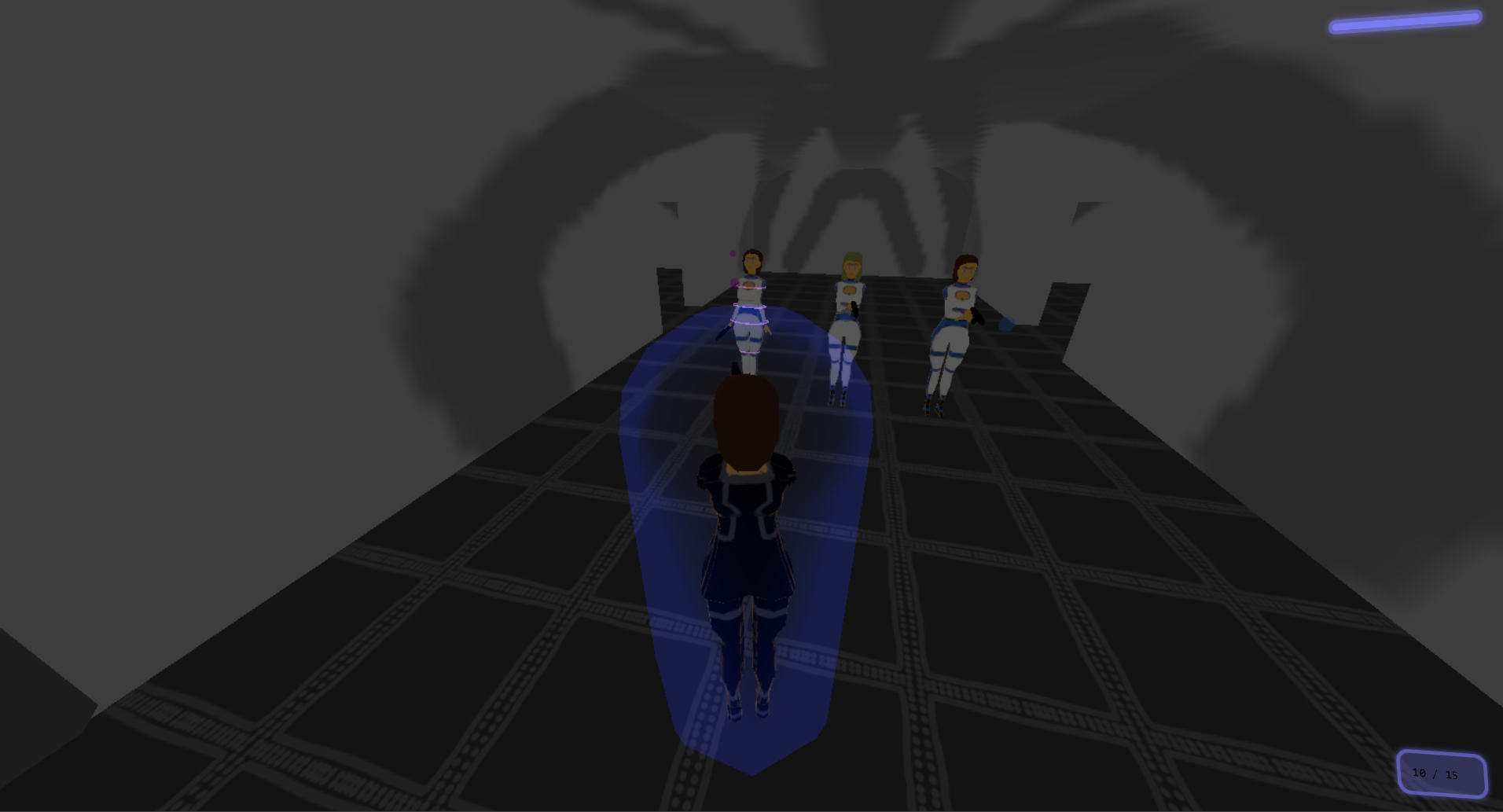 Screenshot of the in-game engine with a basic player combat system