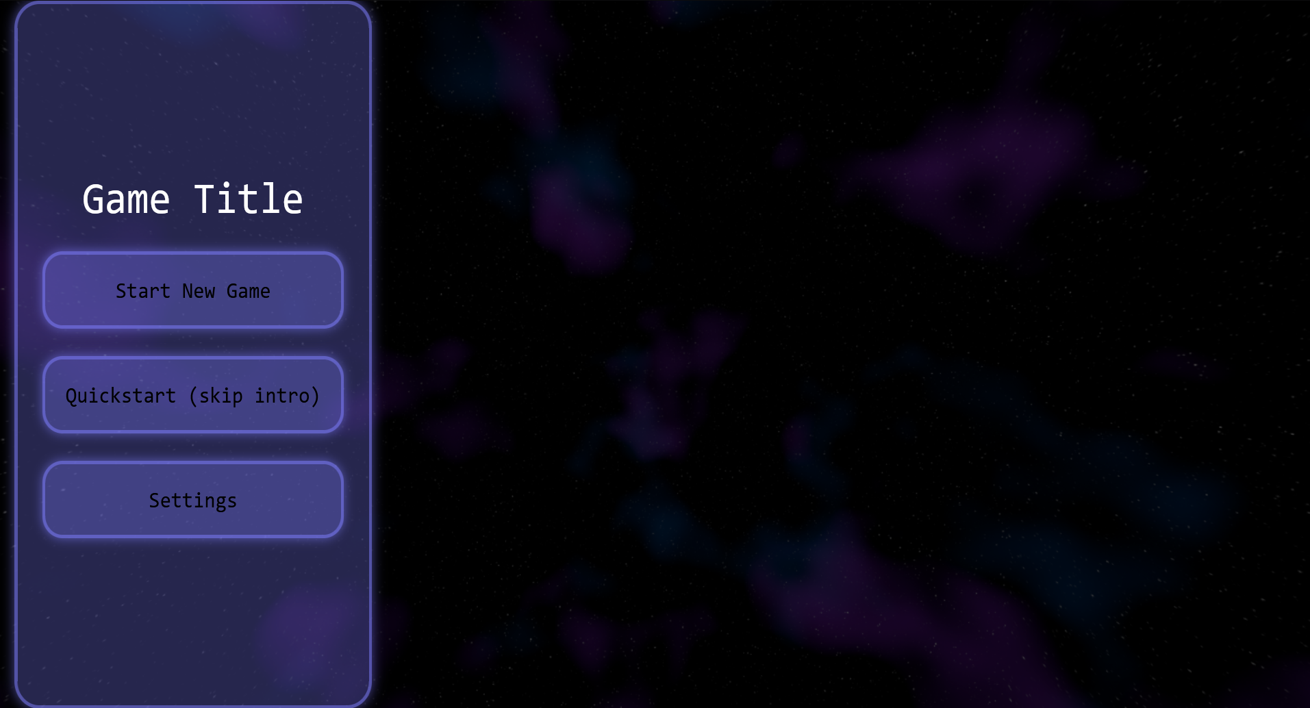 Screenshot of the game's main menu