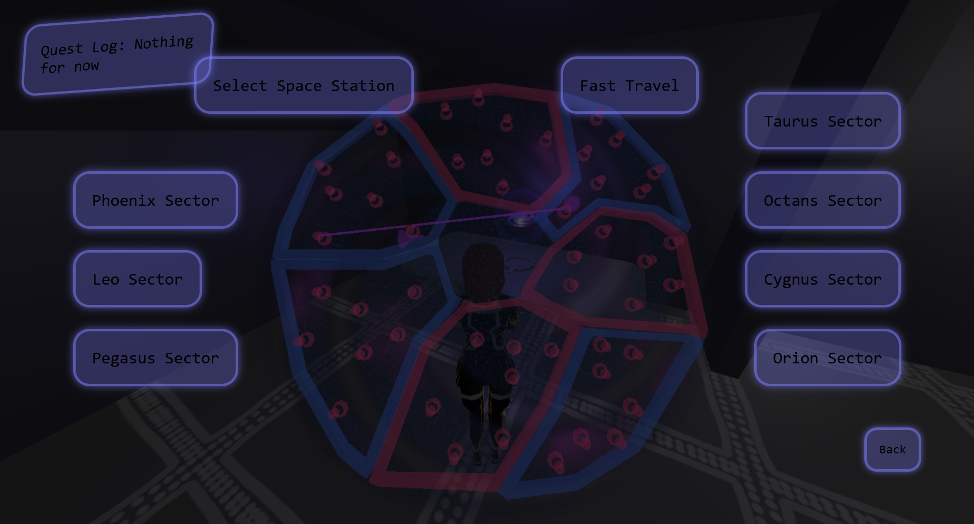 Screenshot of the game's starmap fast travel system