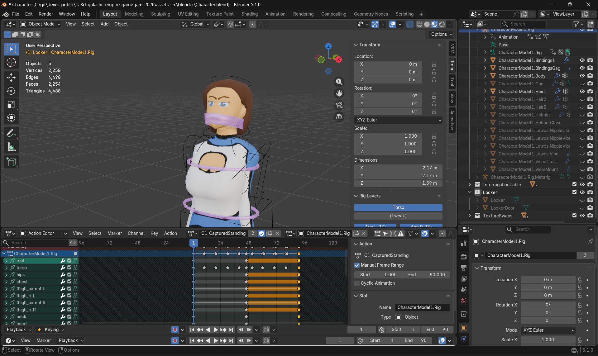 Screenshot of the Blender UI showing the new gag asset