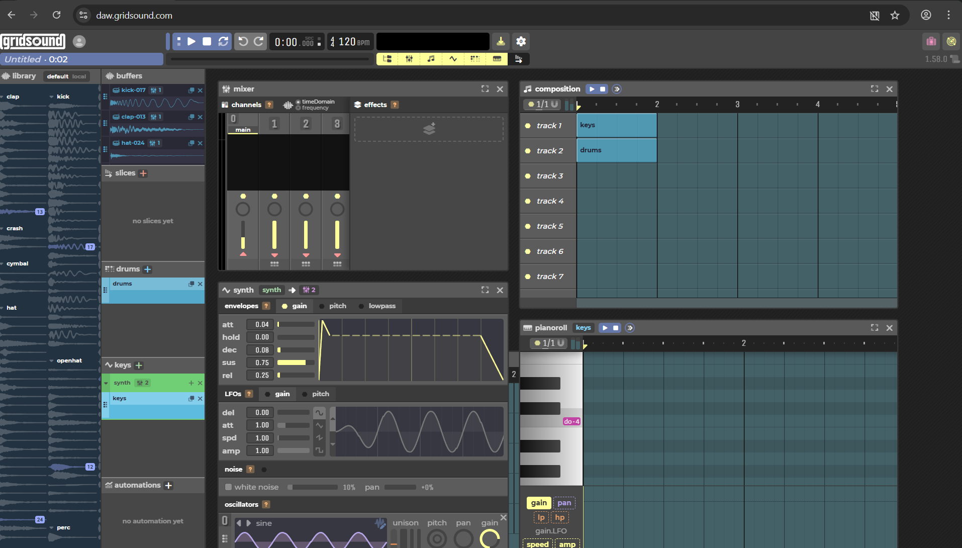 Screenshot of the Gridsound UI