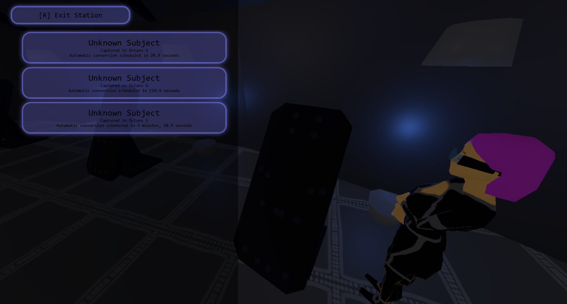 Screenshot of the prisoner UI with information about the targets