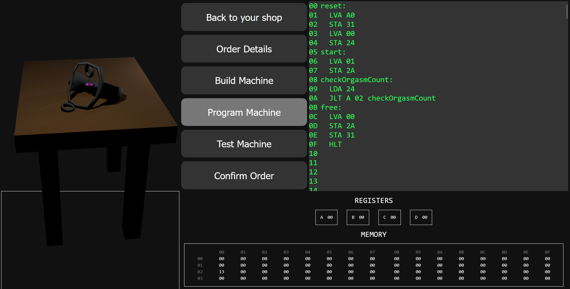 Image of the second coding prototype idea, showing the programming screen